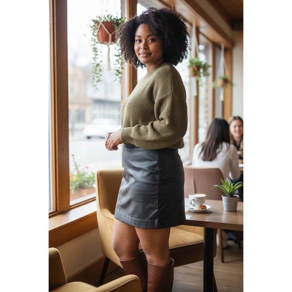 J.Crew Womens Black Faux Leather Soft Mini Skirt Plus Size 18 NWT Girls Night